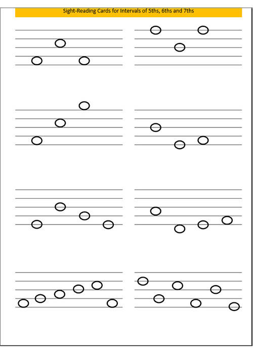 Sight-reading Cards 5ths, 6ths & 7ths