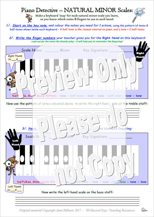 Minor Scales Worksheet Visual - NATURAL Minor – Music Teacher Resources