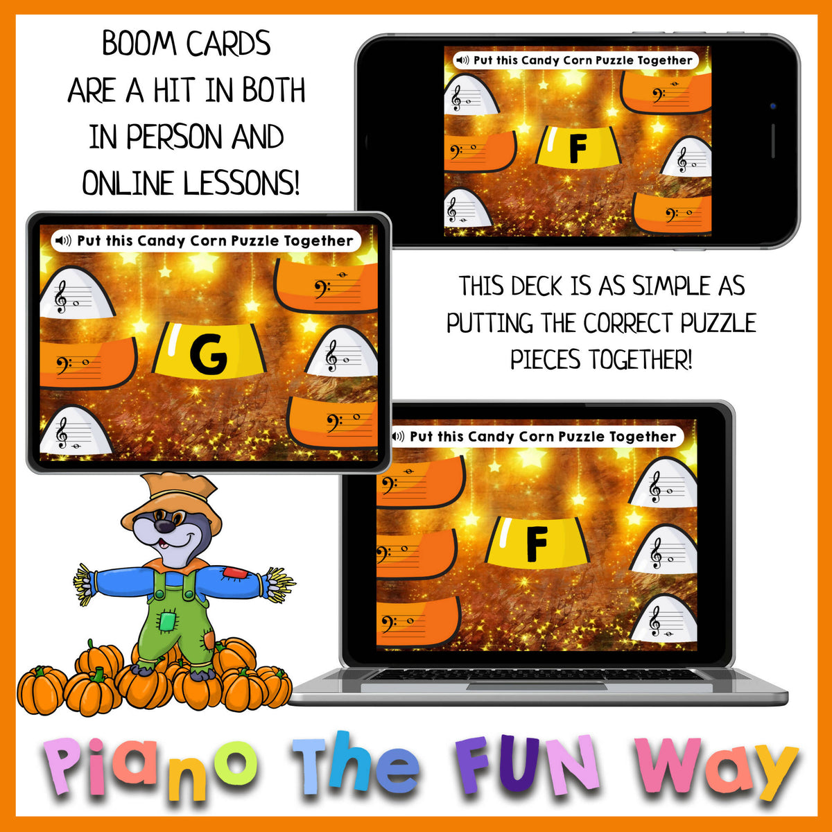 Boom Cards: Candy Corn Puzzles Notes Level 2 – Music Teacher Resources