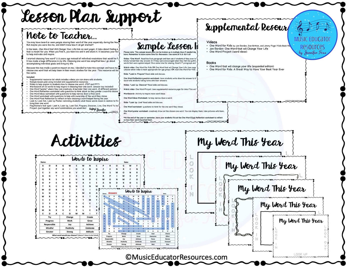 One Word Project New Years Goals – Music Teacher Resources