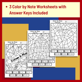 Color by Note Treble and Bass Clef Music Worksheet - Back to School