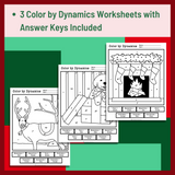 Christmas Color by Dynamics Worksheets - Music Dynamics Activities