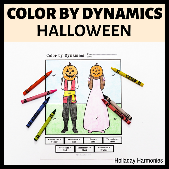 Halloween Color by Dynamics Worksheets - Music Dynamics Activities