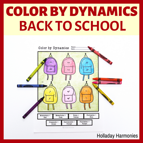 Back to School Color by Dynamics Worksheets - Music Dynamics Activities