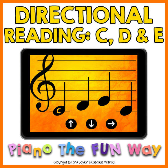 Boom Cards: Directional Reading with Middle C, D and E