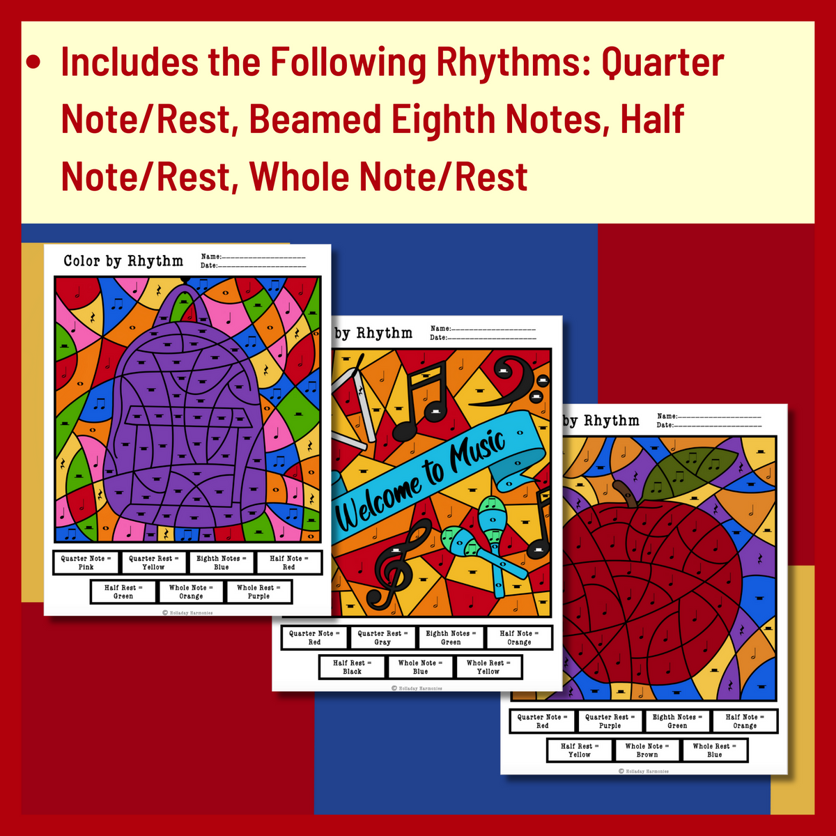 Color By Rhythm Music Worksheet - Back to School – Music Teacher Resources