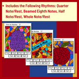 Color By Rhythm Music Worksheet - Back to School