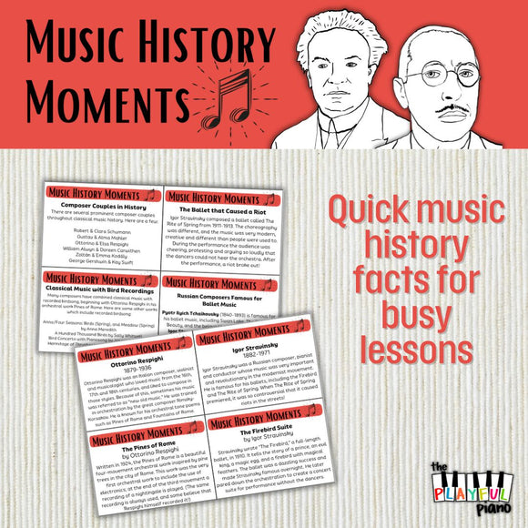 Music History Moments Cards, Set #7 - Respighi & Stravinsky