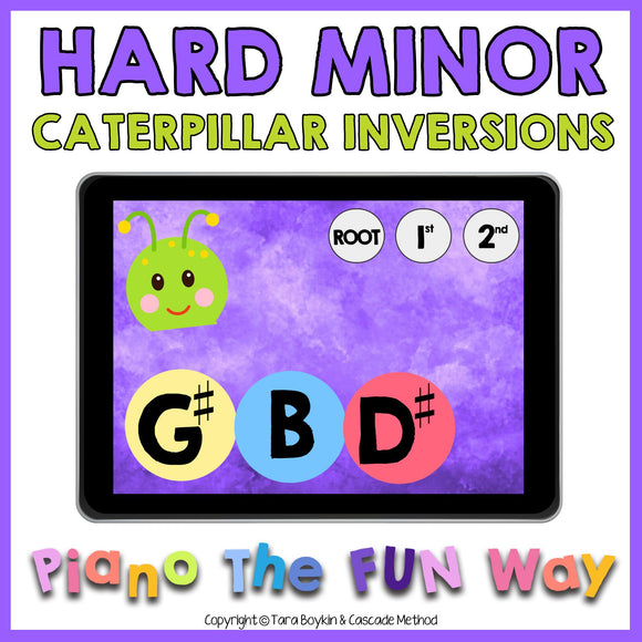 Boom Cards: Hard Minor Chord Inversions - Caterpillar Theme