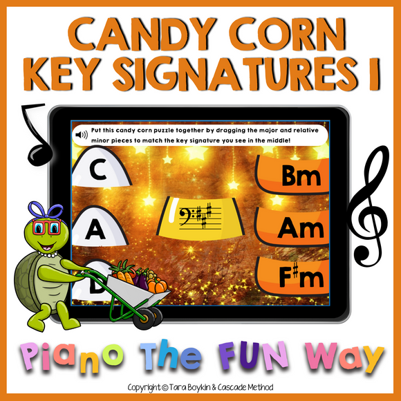 Boom Cards: Candy Corn Sharp Key Signatures Level 1 (Bass)