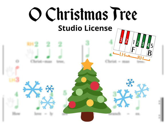 O Christmas Tree - Pre-staff Finger Numbers on Black + White Keys (Studio License)