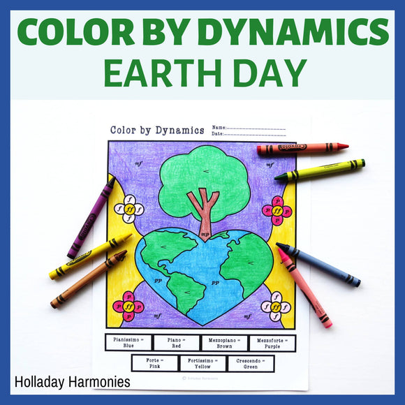 Earth Day Color by Dynamics Worksheets - Music Dynamics Activities