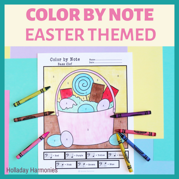 Easter Themed Color by Note - Treble Clef and Bass Clef