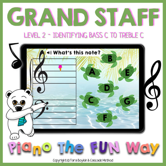 Boom Cards: Grand Staff Level 2 Summer Edition