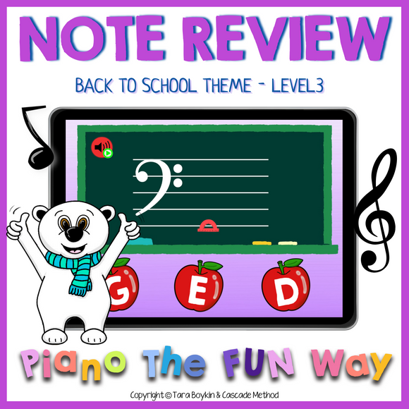 Boom Cards: Note Review Back to School Theme Level 3