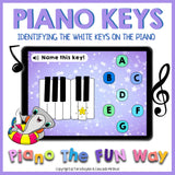 Boom Cards: White Piano Key Note Recognition for Beginners (A, B, C, D, E, F, & G)