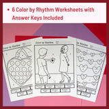 Valentine’s Day Themed Color by Rhythm Worksheets