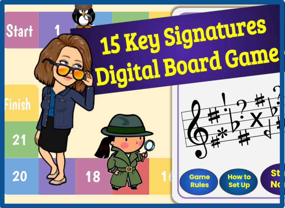 15 Key Signatures Interactive Digital Board Game! Music Teacher