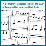Four Beat Rhythm Music Flashcards Level Two - Half Note and Half Rest