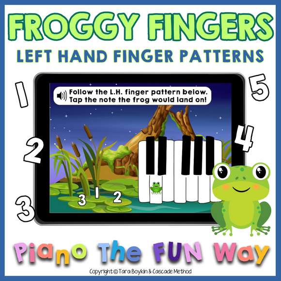 Boom Cards: Froggy Fingers (Left Hand Finger Patterns)