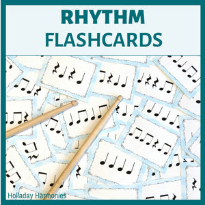 Four Beat Rhythm Flashcards - Quarter Note, Quarter Rest, and Eighth Notes