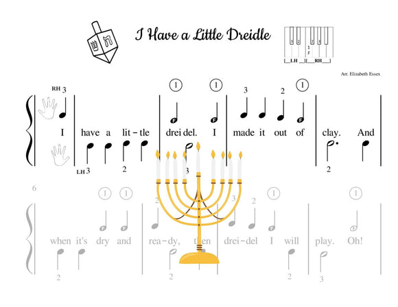 Dreidel Song - I Have a Little Dreidel - Pre-staff Finger Number Notation (Studio License)