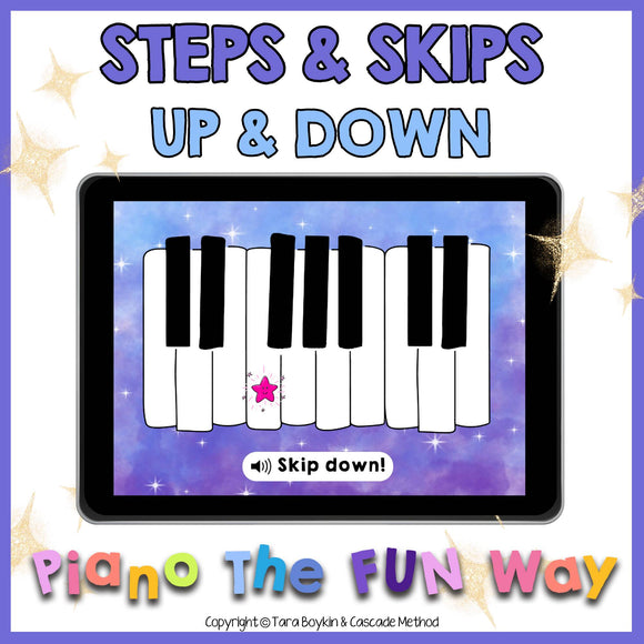 Boom Cards: Step and Skips (Up and Down) On the Keyboard
