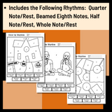 Halloween Color by Rhythm Worksheets | Fall Music Activities
