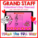 Boom Cards: Grand Staff Notes Valentines Themed Level 3
