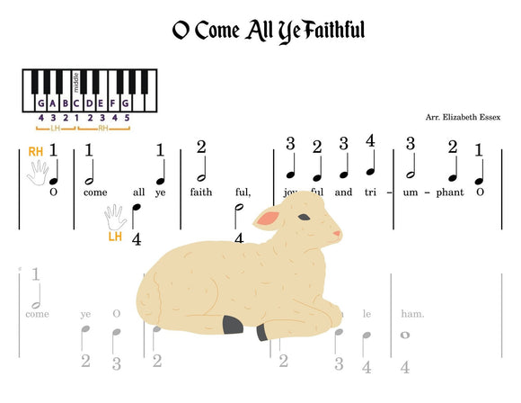 O Come All Ye Faithful - Pre-Staff Finger Numbers (Studio License)