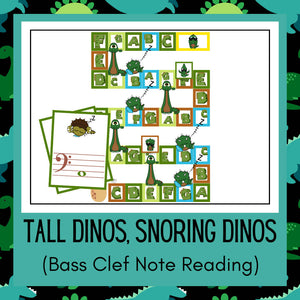 Tall Dinos, Snoring Dinos | Bass Clef Note Reading Game