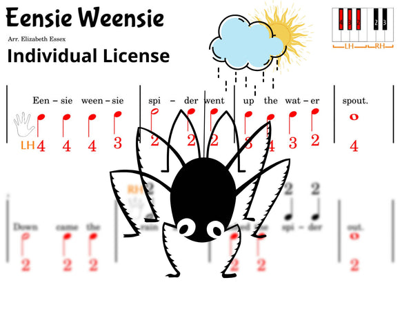 Eensie Weensie Spider - Finger Number Notation - INDIVIDUAL LICENSE