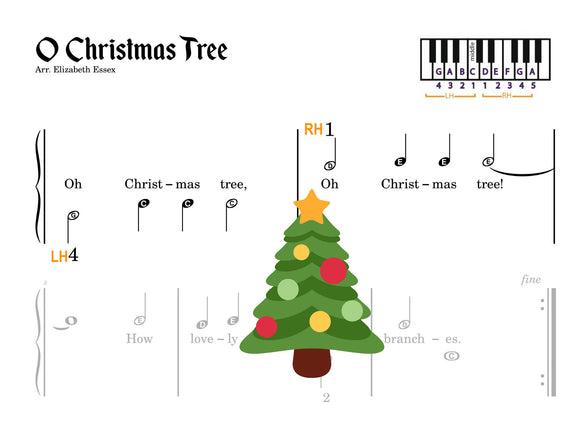 Oh Christmas Tree - Pre-Staff Alpha Notes (Studio License)