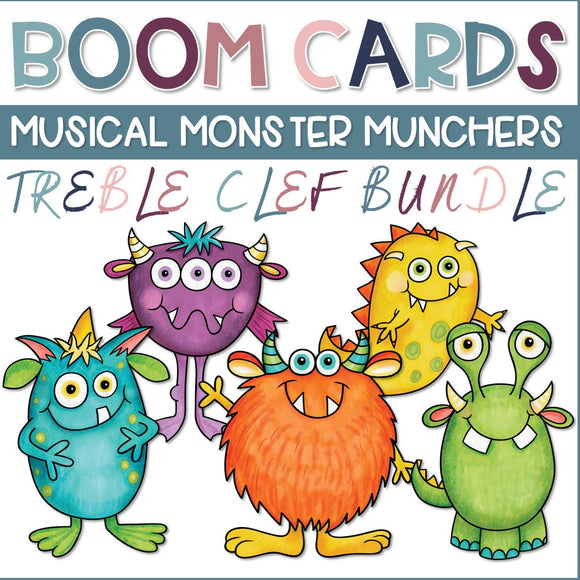 MUSICAL MONSTER MUNCHERS BOOM CARDS (TREBLE CLEF BUNDLE)