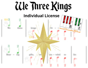 We Three Kings - Pre-Staff Finger Numbers - Black + White Keys (Individual License)