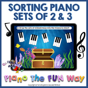 Boom Cards: Sorting Piano Sets of 2 and 3 Black Keys in a Fun Underwater Theme