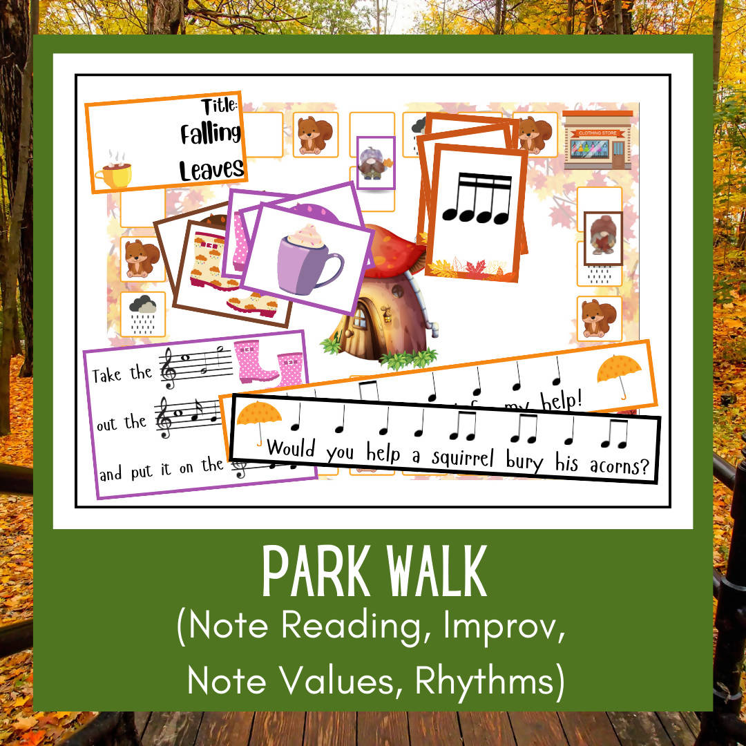 Park Walk | Note Reading, Rhythms, Improv, Note Values Game – Music ...