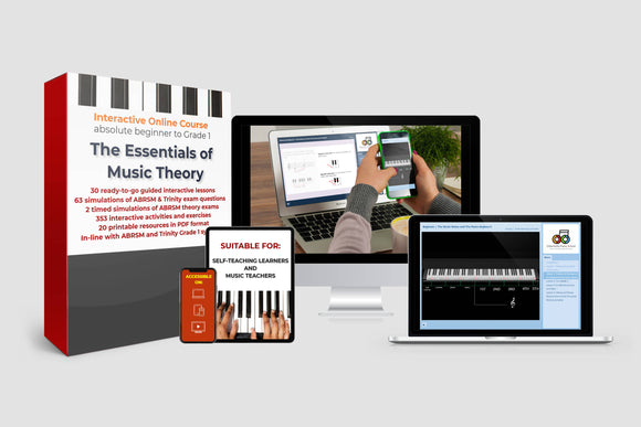 ONE STUDENT | The Essentials of Music Theory | Interactive Online Course | Absolute Beginner to Grade 1 (1-YEAR SINGLE USER LICENCE )
