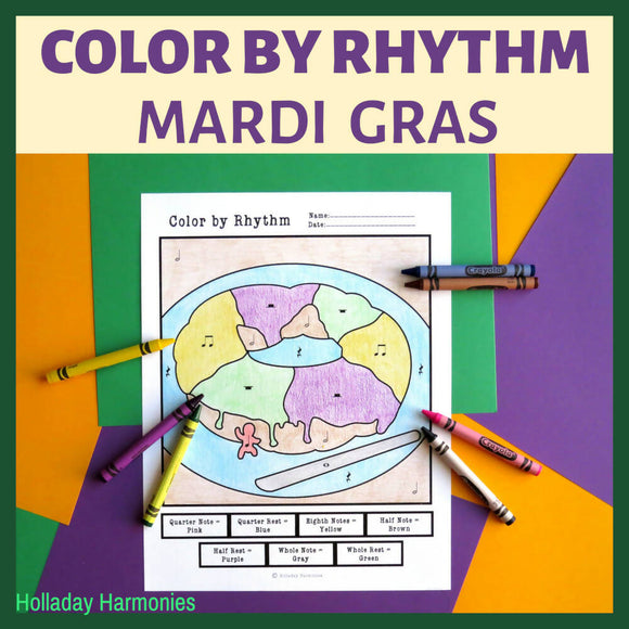 Mardi Gras Themed Color by Rhythm Worksheets