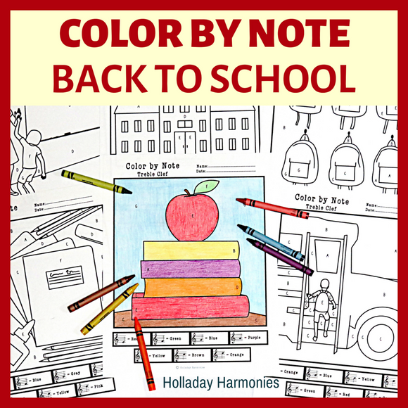 Back to School Color by Note - Treble and Bass Clef | Back to School Activities