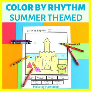 Summer Themed Color by Rhythm Worksheets | End of Year Activities