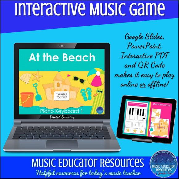At the Beach | Piano Keyboard 1: White Keys | Interactive Digital Music Game