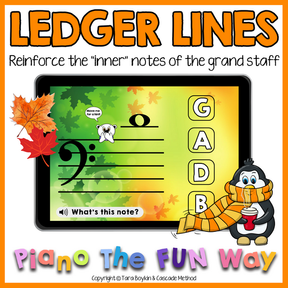 Inner Fall Boom Cards: Ledger Lines - Inner (Fall Themed) – Music Teacher Resources