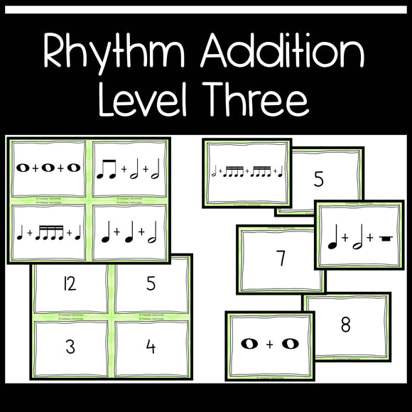Rhythm Addition Math Equations - Level Three