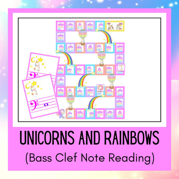 Unicorns and Rainbows | Bass Clef Note Reading Game