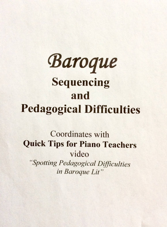Free! Baroque Sequencing & Pedagogical Difficulties