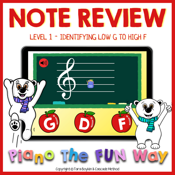 Boom Cards: Note Review Back to School Theme Level 1