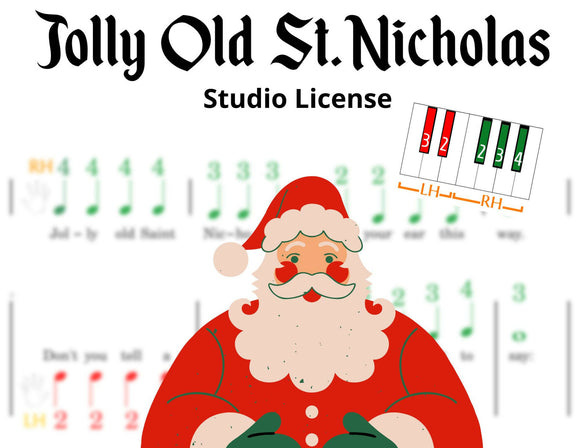Jolly Old Saint Nicholas - Pre-staff Finger Numbers on Black + White Keys - Studio License