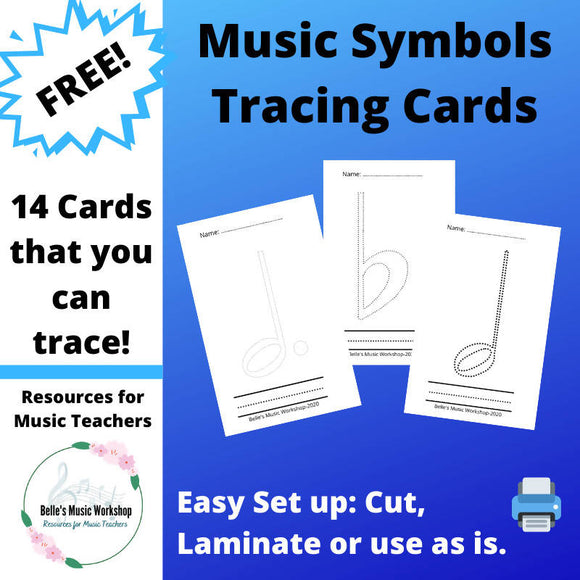 Music Symbols Tracing Cards