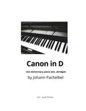 Canon in D - First Variation (late elementary piano solo) arr. JudisPiano - Single Use License